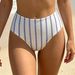 Women Vertical Stripe High Waist Bikini Set, Thin Spaghetti Strap Square Neck Two Piece Swimsuit, Beach Vacation Bathing Suit_ecoleips.com