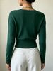 Women Cross Wrap V Neck Ribbed Knit Top Loose Long Sleeve Lightweight Breathable Skin-friendly Crop Sweater_ecoleips.com