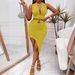 Women's New Solid Color Halter Deep V Tank Top Irregular Bodycon Skirt Set_ecoleips.com