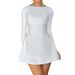 Women Elegant Style Solid Color Long Sleeve Short Mini Dress Casual Daily Party Wear_ecoleips.com