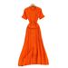 Women's Clothing Women's Solid Color Knit Dress Summer Short Sleeved Single Breasted Hollowed Out Skirt High End Feel Style For Formal & Casual_ecoleips.com