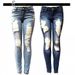 Women's Mid-Waist Distressed Jeans European American Style Denim Clothing FPopular New Arrivals_ecoleips.com