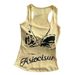 2025 Summer New American Style Letter Print Sleeveless For Women, Slim Fit Racerback Tank Top With Chest Pads_ecoleips.com