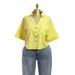 Women's Oversized Short Sleeve Shirt - Cropped Relaxed Fit, Button-Down Collar With Chest Pocket, Summer Breathable Polyester Top_ecoleips.com
