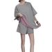 Women's Summer Casual Slimming Two Piece Set Short Sleeve T-Shirt And Shorts Loose Fit plus Size Fashionable Versatile_ecoleips.com