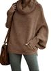 Women’s High Neck Knit Sweater – Oversized Batwing Sleeve Pullover (Solid Colors, Cotton Blend, Casual Loose Fit, Streetwear Chic)_ecoleips.com
