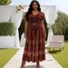 Women's Clothing Women's Short Sleeve Fashion Dress Slim Fit Printed Gold Foil Pleated Casual New_ecoleips.com