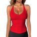 2026 European And American Cross-border Women's Ribbed Tank Top, Summer Basic Style, Sexy Slim-fit Camisole With V-neck_ecoleips.com