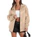 Women's PU Leather Jacket With Stand Collar, Long Sleeves, Side Pockets, Casual Windbreaker Coat In Solid Colors_ecoleips.com