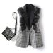 Women's Clothing Plaid Suit Vest For Women Spring Contrasting Color Collar Temperament Leisure Loose Sleeveless Vest Splicing Ruffles_ecoleips.com