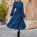 Elegant Floral Print Long Sleeve Dress - Casual & Chic Women's Dress For Everyday Wear_ecoleips.com