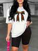 Summer Women's Casual And Fashionable Bee Bow Printed Round Neck Loose T-shirt+shorts Two-piece Sportswear Suitable For Daily Wear-26_ecoleips.com