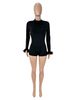 Women's Sexy Round Neck Backless Long Sleeve Plush Bodysuit Solid Color_ecoleips.com