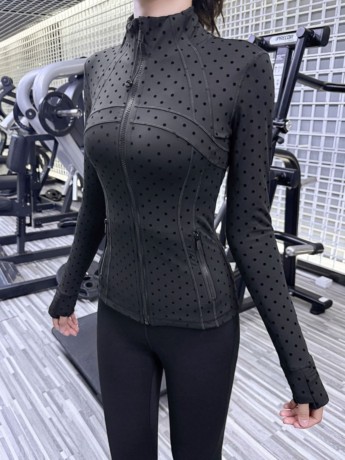 Women's Gold-Zip Yoga Jacket – Breathable Stretch Fitness Top With Stand Collar & Seamless Fit_ecoleips.com
