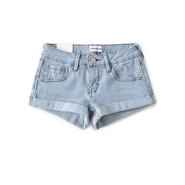 Niche Low-rise Denim Straight Super Shorts Women's Design Pants Curled Cat Whisker Spice Girl Hip-wrapped Hot Pants Tide_ecoleips.com