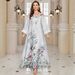 Women's Clothing Muslim Robe Printed Beaded Diamond Long Skirt Dress_ecoleips.com