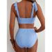 Women's Striped High-Waisted Bikini Set 2 Piece Swimwear Lace-Up Shoulder Detailing_ecoleips.com