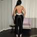Summer Glossy Strapless Backless Jumpsuit Women's Color Block Tight Fit Romper European American Style Cross Over_ecoleips.com