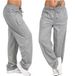 Women's Solid Color Casual Pants - Elastic Waist Straight Leg Trousers (S-5XL) | Soft Polyester Blend Loose Fit Comfort For Daily Wear_ecoleips.com