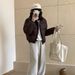 Brown Short Down For Women Winter 2024 New High-Waisted Stand Collar Puffer Jacket European Style Coat_ecoleips.com