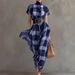 2026 Cross-Border European And American Women's Fashion Multi-Color Plaid Dress With High Collar, Slim Fit, Bell-Shaped_ecoleips.com