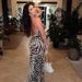 Women's Zebra Print High Slit Dress European American Style 2025 Fashion Tie Waist See through Sexy Resort Look_ecoleips.com