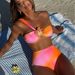 Women's Clothing Gradient Print Corsage High Waist Split Swimsuit Bikini_ecoleips.com