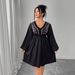 Women's Clothing Plus Size Clothes Elegant Plus Size V-Neck Embroidered Dress - Flowy Retro Summer Dress For Women, Loose Fit High Waist Maxi Dress_ecoleips.com