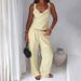 Women's Solid Color Sleeveless Cross Strap Jumpsuit | Loose Fit Wide Leg Romper For Summer_ecoleips.com
