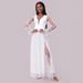 Women's Clothing Dress Deep Neck Long Sleeve Wedding Dress Long Skirt_ecoleips.com