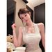 Sexy Halter Neck Camisole With Chest Pads For Women, Summer Slim-fit Lace Top, Pure White Base Shirt_ecoleips.com