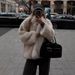 Elegant White Faux Fur Coat For Women - Short Lapel Collar Winter Jacket, French-Inspired Fluffy Outerwear, Lightweight Warm Cropped Coat_ecoleips.com
