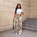 Women's Printed Cargo Pants - Mid-Rise Stretch Denim With Artistic Floral Design (S-2XL, Comfort Fit For Work & Weekend)_ecoleips.com