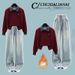 Fashionable Winter Outfit Set - Fleece-Lined Polo Collar Long Sleeve Top With Retro Elastic Waist Drawstring Jeans, Casual Comfort Two-Piece Ensemble_ecoleips.com