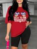 Summer Women's Casual Fashion Letter Graphic Print Loose T-shirt Shorts Two-piece Set Sportswear Suitable For Daily Wear-128_ecoleips.com