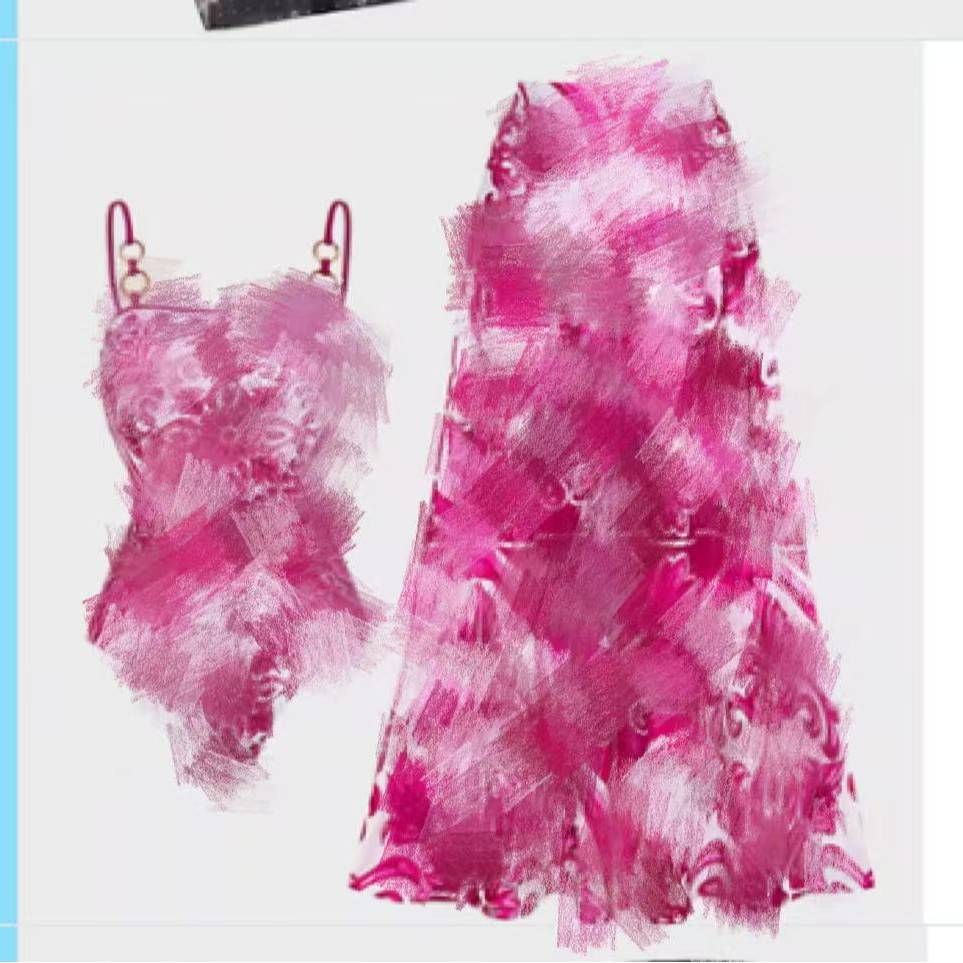 Fashionable One Piece Swimsuit Set For Women Sexy Slim Fit Polyester Printed Chiffon_ecoleips.com