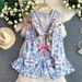 Retro Court Style Women's Dress Sexy Deep V Neck Long Sleeve Summer Floral Print Elegant Fairy Romantic_ecoleips.com