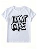 I Don't Care Graffiti Brush Letter Graphic Women Short Sleeve Streetwear T-Shirt_ecoleips.com