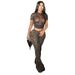 Women's Fashion Leopard Print Two Piece Set Sexy Trendy Short Sleeve Clothing_ecoleips.com
