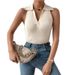 Aria Basics Aria Basics 2025 Cross-Border Summer European And American Women's Fashion New Solid Color POLO Collar Knitwear Casual Short_ecoleips.com