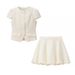 Elegant Bouffant Skirt Set – Short Sleeve Blazer & Mini Skirt (S/M/L, 3D Texture & Princess Style)_ecoleips.com
