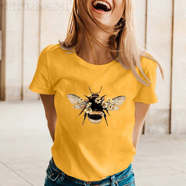 ng2510292 2026 New Cross-Border E-Commerce Women's Spring/Summer Pattern Print Round Neck Pocket Short Sleeve T-Shirt Casual_ecoleips.com