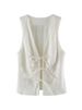 HH Women Elegant Lace Up V-Neck Waistcoat Sleeveless Tie Front Slim Vest Casual Office Wear Retro Y2K Street Fashion Chic Top_ecoleips.com