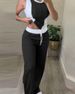 Women's Clothing Contrast Color Stitching Pit Strip Commuter Leisure Suit_ecoleips.com