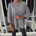 Oubaiman Women's Autumn Knit Top – Round Neck Mid-Sleeve Cotton Blend Relaxed Shirt (Breathable, Wrinkle-Resistant, S-XXXL)_ecoleips.com