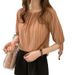 Elegant Off-Shoulder Striped Chiffon Blouse With Lantern Sleeves - Women's Loose Casual Tops_ecoleips.com