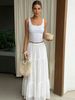 Holiday Style Women's Lace Cake Skirt, Thin And Elegant, Solid Color, High Waist And Long, Traveling_ecoleips.com