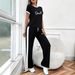 Women's Clothing Women's Summer Fashionable Casual Two Piece Set Simple Round Neck Short Sleeve Top And Loose Pants Print Design_ecoleips.com