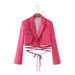 2024 Korean-style Women's Suit, European And American Fashion, Solid Color, Waist-tied, Short-length Blazer For Women,_ecoleips.com