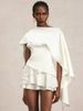 Shawl Sleeve Ruffle Sexy Mini Dress Women Robe Fashion Solid Lace-up Backless Club Party Dress Female Elegant Dresses Top 9MM9_ecoleips.com